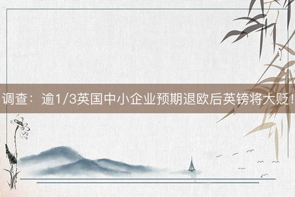 调查：逾1/3英国中小企业预期退欧后英镑将大贬！