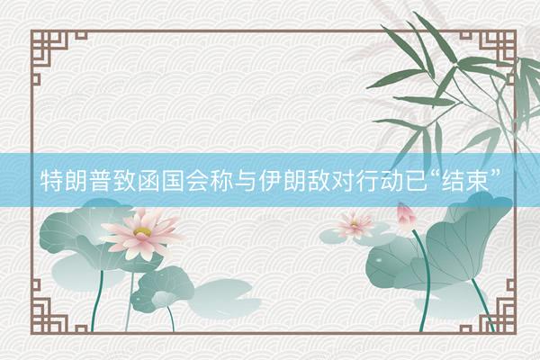特朗普致函国会称与伊朗敌对行动已“结束”