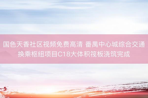 国色天香社区视频免费高清 番禺中心城综合交通换乘枢纽项目C18大体积筏板浇筑完成