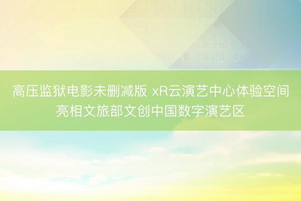 高压监狱电影未删减版 xR云演艺中心体验空间亮相文旅部文创中国数字演艺区
