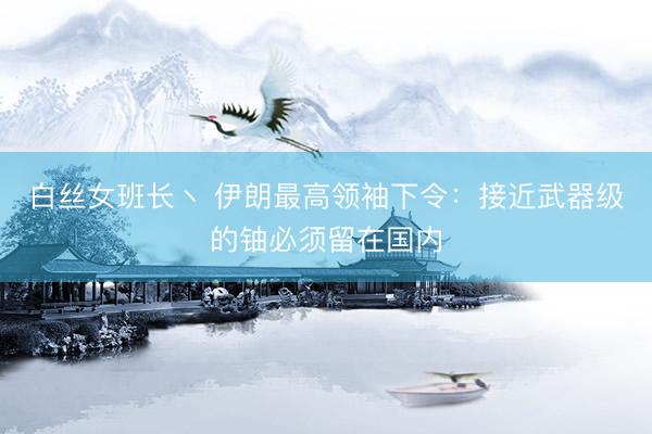 白丝女班长丶 伊朗最高领袖下令：接近武器级的铀必须留在国内