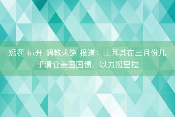 惩罚 扒开 调教求饶 报道：土耳其在三月份几乎清仓美国国债，以力挺里拉