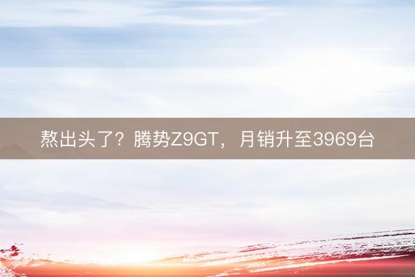 熬出头了？腾势Z9GT，月销升至3969台