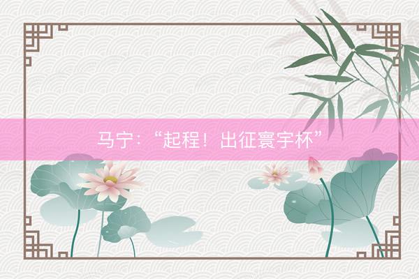 马宁：“起程！出征寰宇杯”