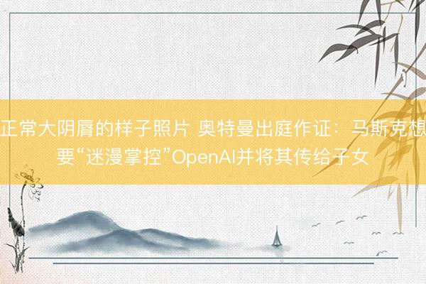 正常大阴脣的样子照片 奥特曼出庭作证：马斯克想要“迷漫掌控”OpenAI并将其传给子女