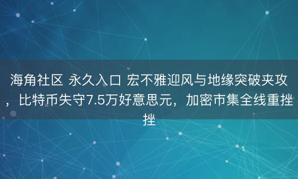 海角社区 永久入口 宏不雅迎风与地缘突破夹攻，比特币失守7.5万好意思元，加密市集全线重挫