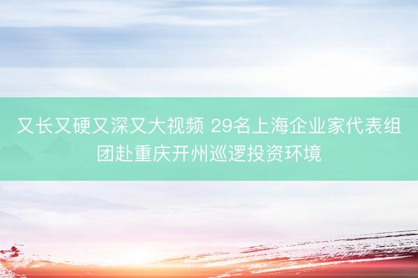 又长又硬又深又大视频 29名上海企业家代表组团赴重庆开州巡逻投资环境