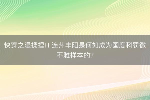 快穿之湿揉捏H 连州丰阳是何如成为国度科罚微不雅样本的?