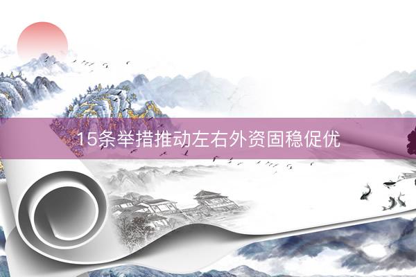 15条举措推动左右外资固稳促优