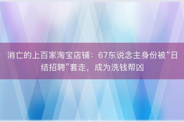 消亡的上百家淘宝店铺：67东说念主身份被“日结招聘”套走，成为洗钱帮凶